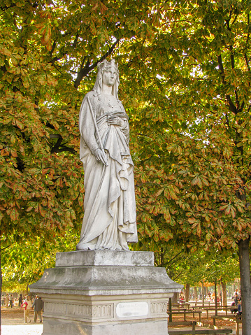 Paris, France 09-27-2009 Statue of Blanche de Castille at Luxembourg Gardens in Paris, France.