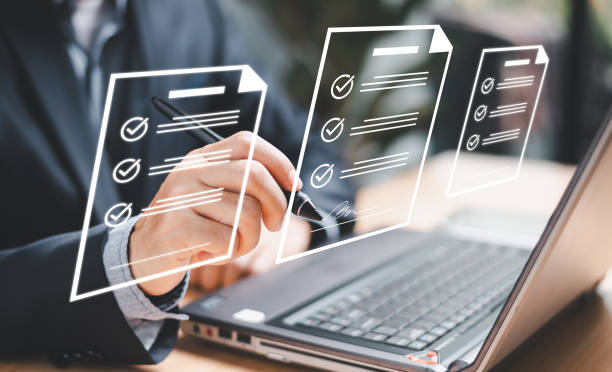istock E-signing, Digital electronic signature, document management, paperless business office. Businessman sign e document digital computer, release electronic  pencil mobile technology, Online contract 1909391234