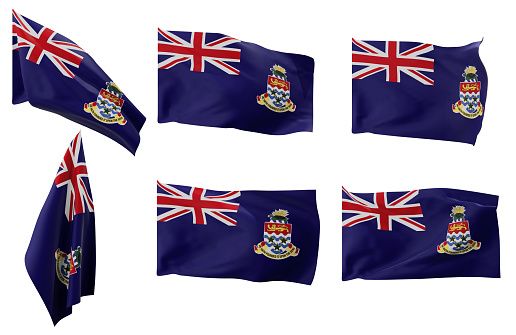 Large pictures of six different positions of the flag of Cayman Islands