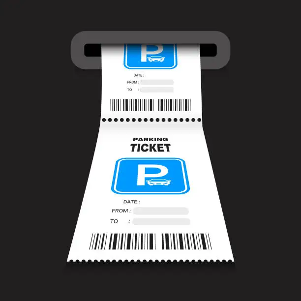 Vector illustration of Realistic parking ticket vector. Cars parking tickets
