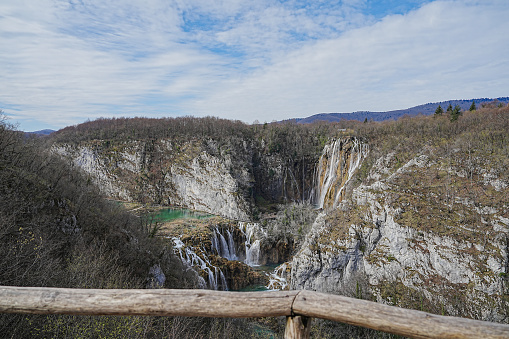 waterfall in valley (Plitvice)