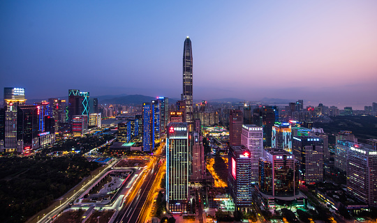 Night view of downtown Shenzhen