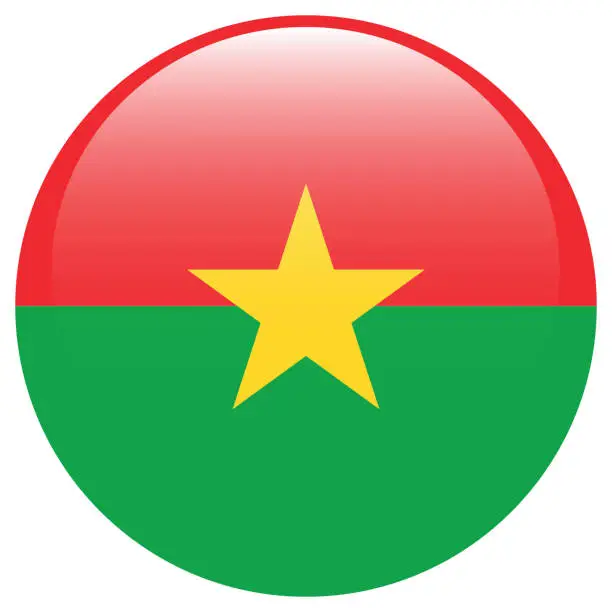 Vector illustration of Flag of Burkina Faso. Flag icon. Standard color. Circle icon flag. 3d illustration. Computer illustration. Digital illustration. Vector illustration.