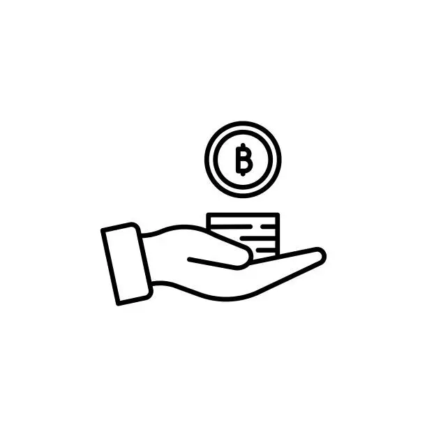 Vector illustration of Crypto Investing Line Icon with Editable Stroke. The Icon is suitable for web design, mobile apps, UI, UX, and GUI design.