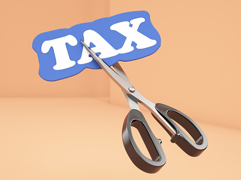 Scissors Cutting Tax. 3D Render