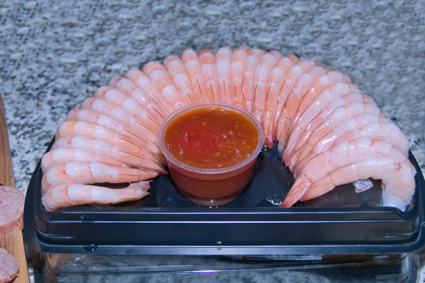 Un étalage de crevettes fraîches - Photo