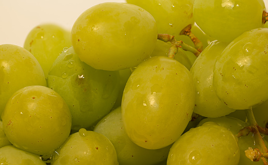 close up white grape or Green grape bunch  on white background
