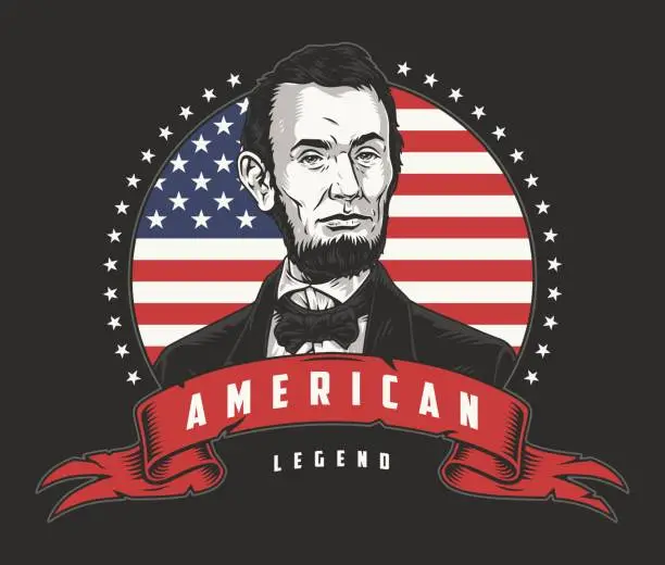 Vector illustration of Abraham Lincoln colorful vintage flyer