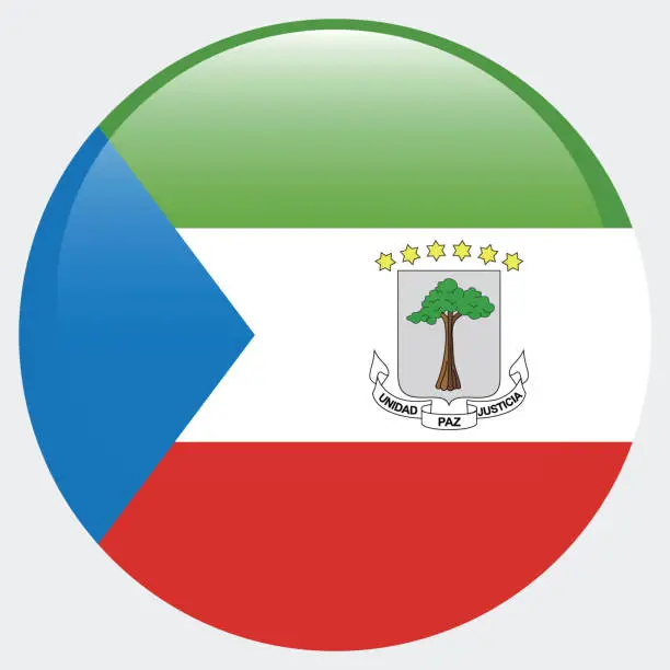 Vector illustration of Flag of Equatorial Guinea. Button flag icon. Standard color. Circle icon flag. 3d illustration. Computer illustration. Digital illustration. Vector illustration.