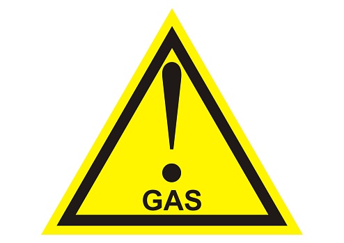 GAZ sign for cars equipped with gas equipment. Vehicles equipped with gas equipment must be marked with special stickers in the Republic of Kazakhstan. Triangle sign with an exclamation mark and the inscription GAZ. Identification sign for gas equipment