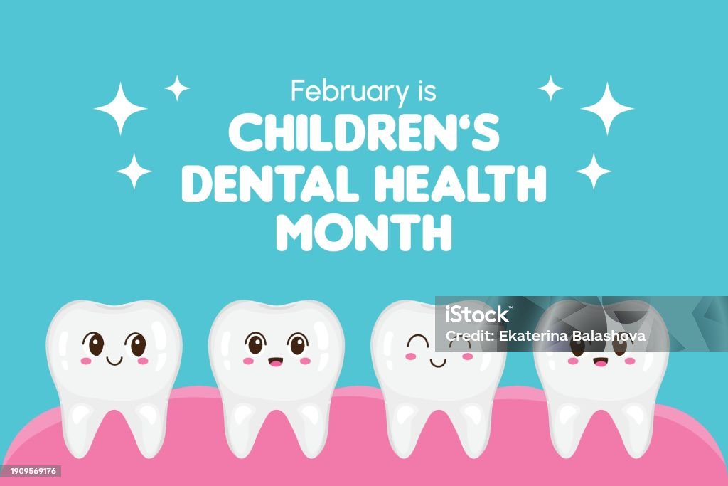 Childrens Dental Health Month Celebration Funny Cartoon Tooth Vector