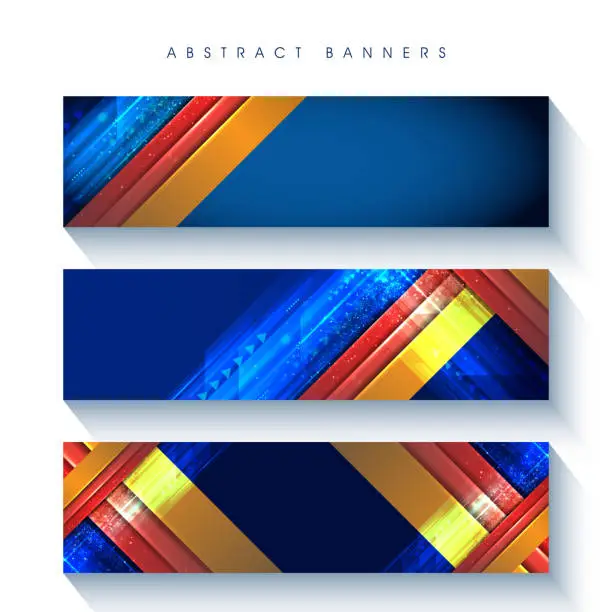 Vector illustration of Abstract banner design web template Set, Horizontal header web banner