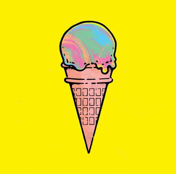 Vector illustration of Ice cream cone Pop Art