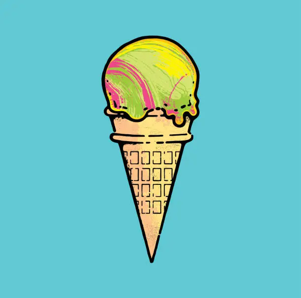 Vector illustration of Ice cream cone Pop Art