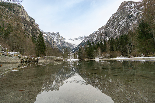 Val di Mello.  natural reserve immersed in Valtellina, one of the most enchanting places in the valley!  winter with snow.