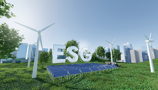 Clean energy ESG business, future environmental conservation and sustainable, 3d rendering