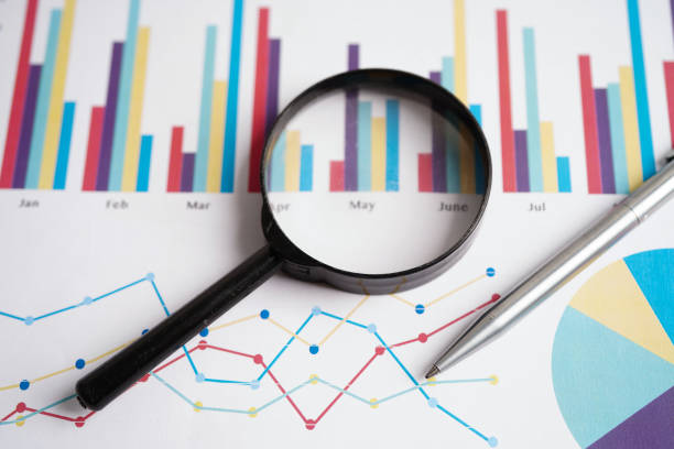istock Magnifying glass on charts graphs paper. Financial development, Banking Account, Statistics, Investment Analytic research data economy. 1909595011