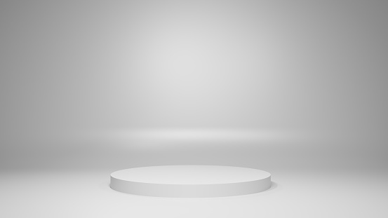 Display stand on light grey colored background. Blank stand on light grey colored background. Display stand for products.
