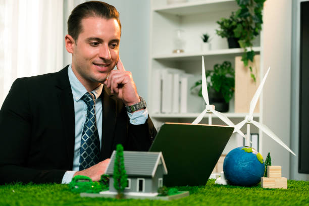 istock Businessman planning on his laptop with ECO strategy. Quaint 1909624149