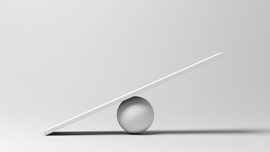 Balance. Sphere. Scale. 3d illustration.