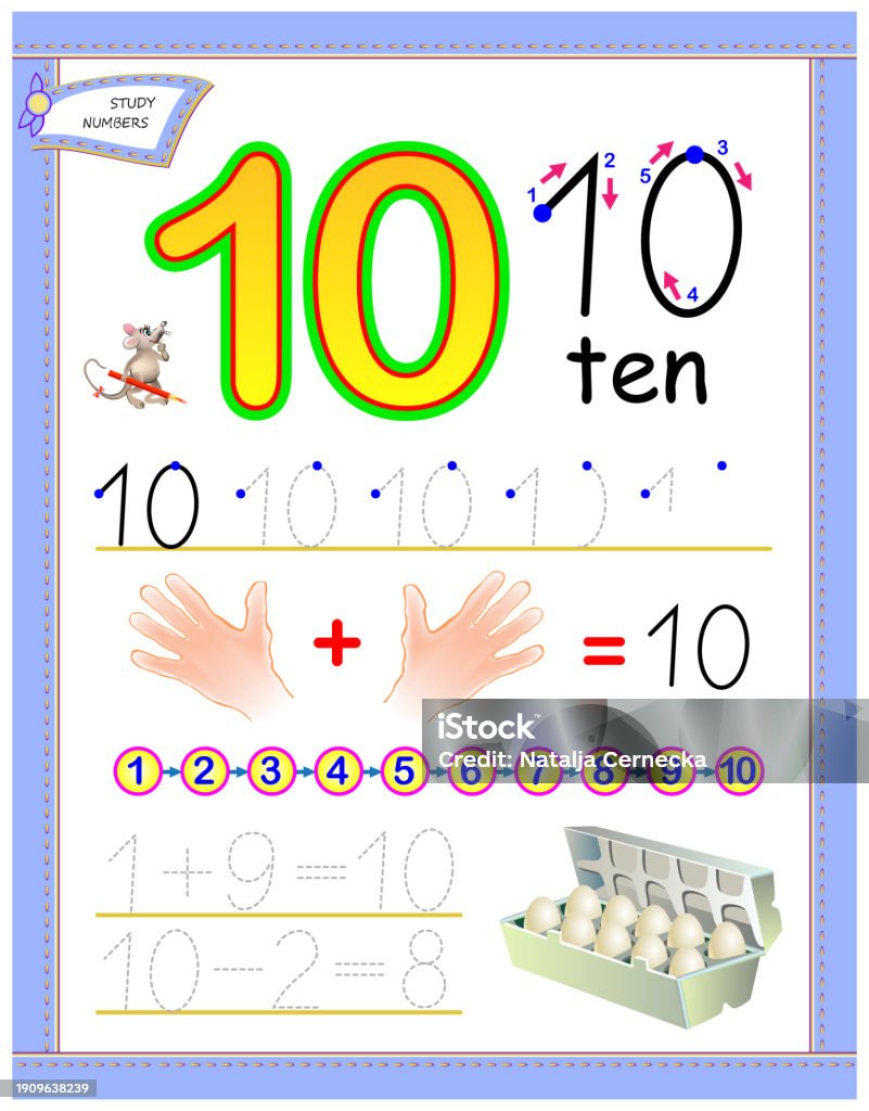 Numarul 10 Educational Page For Kids With Number 10 Solve Mathematical Examples ...