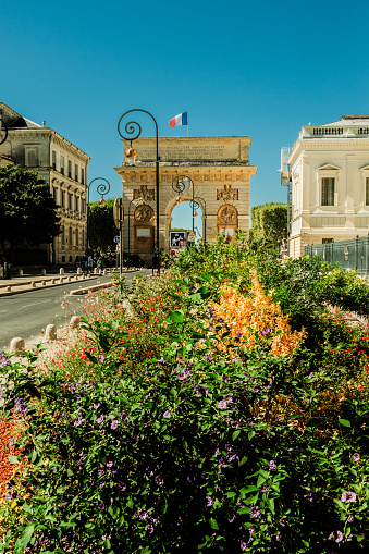 Triumphal Arch at Rue Foch in the city of Montpellier, southern France. Built in 1692 by Francois D’Orbay.