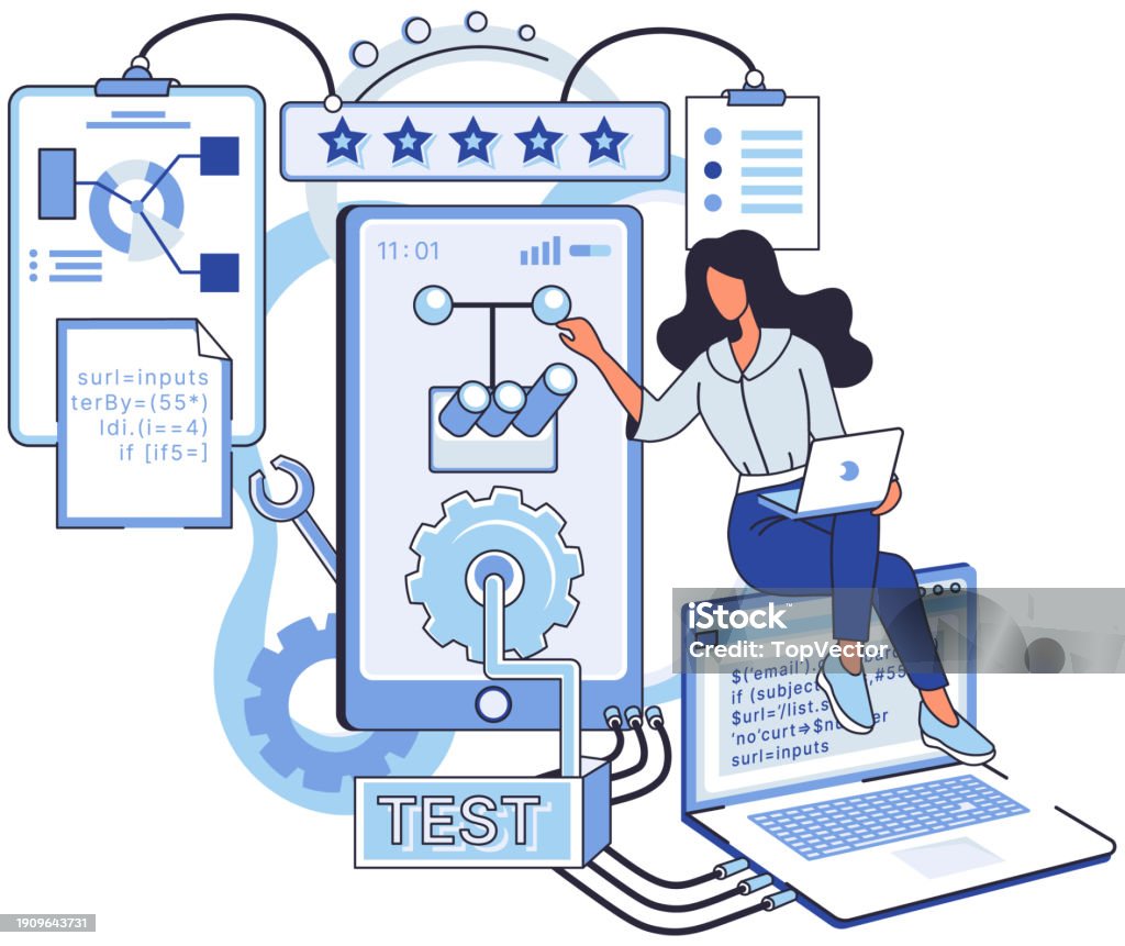 Application Testing Metaphor Vector Software Testing Gatekeeper ...
