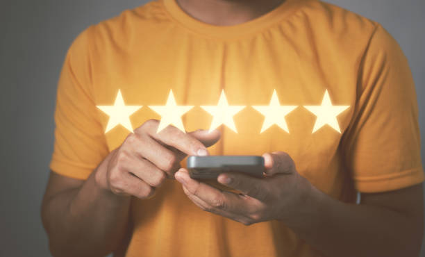istock Customer satisfaction survey concept. Satisfaction. 5 stars. Service experience rating. online application Evaluation of customer service product quality customer satisfaction reviews 1909676527