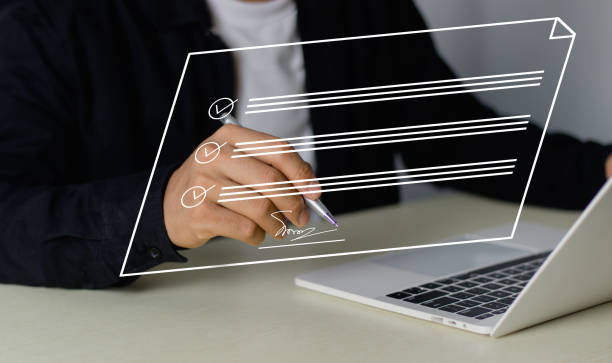 istock Electronic signature, e-signing, Online business contract  digital document management, paperless office, signing business contract concept. 1909680168