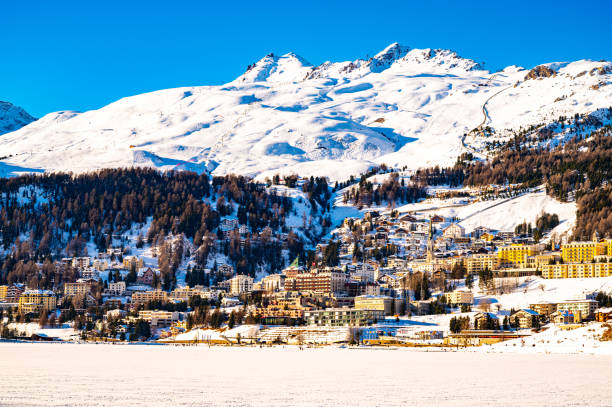 The town of St Moritz, Engadin, Switzerland