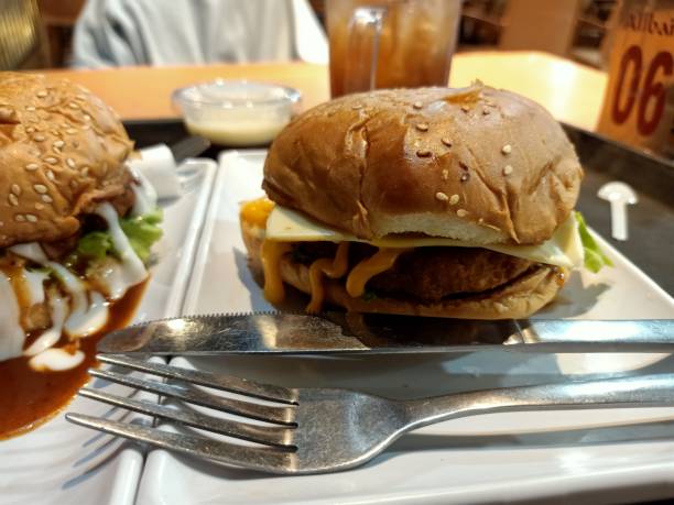 istock Hamburger stuffed with cheese and meat 1909705568