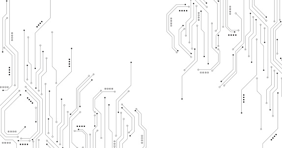 Technology black circuit diagram concept.High-tech circuit board connection system.Vector abstract technology on a white background.