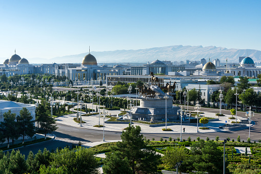 View of the presidential palace (Oguzhan) in Ashgabat Turkmenistan.