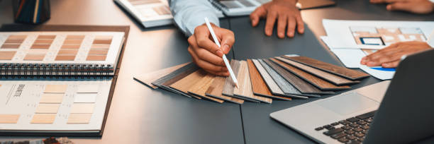 istock Group of interior designer team in meeting and discussing. Insight 1909852048