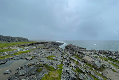 Waves of the ocean in Ballyreen or Ballyryan in the beautiful  Burren region in County Clare - Ireland