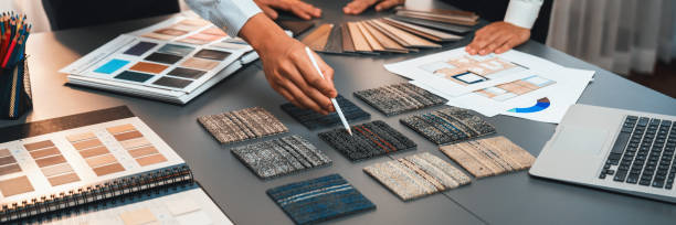 istock Group of interior designer team in meeting and discussing. Insight 1909858432