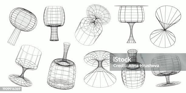 Wire Frame Geometry Geometry Wireframe Shapes Stock Illustration - Download Image Now ...