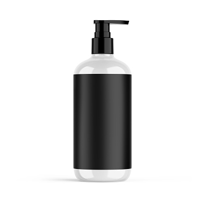 Clear Cosmetic Bottle with Pump Mockup Isolated on Background 3D Rendering