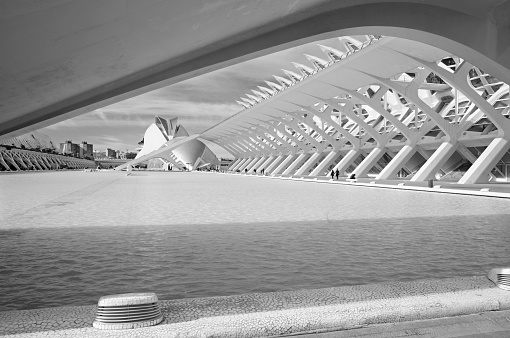 Valencia - The City of Arts - Henisferic, Science museum, Agora and Assut de l'Or designed by Valencian architect Santiago Calatrava.