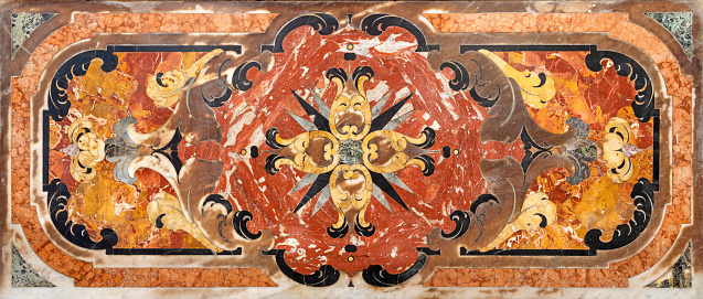 Naples -  The baroque stone mosaic (pietra dura) in the church Chiesa di San Pietro Martire by unknown artist.