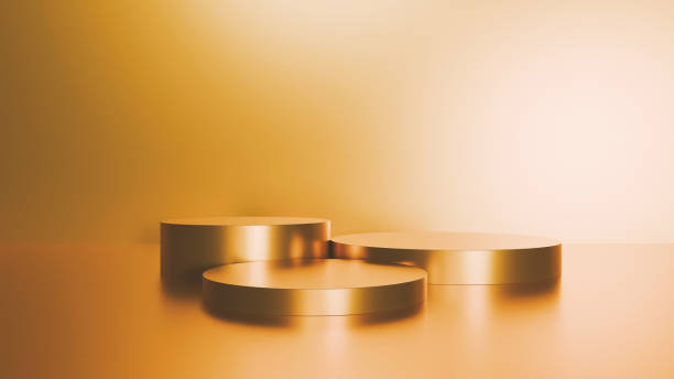 istock Display background on gold colored background. Blank background for prodcut display. 1909987023