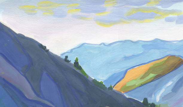 istock bstract rural expression landscape background. Drawing, painting, gouache, acrylic. Texture paper. 1909988584