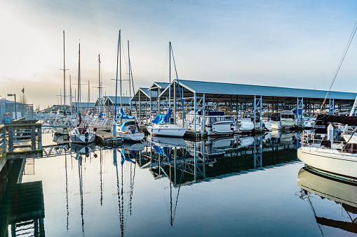 A view of boats at the marina in Edmonds, Washington.