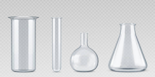 현실적인 실험실 유리 세트 - lab items stock illustrations