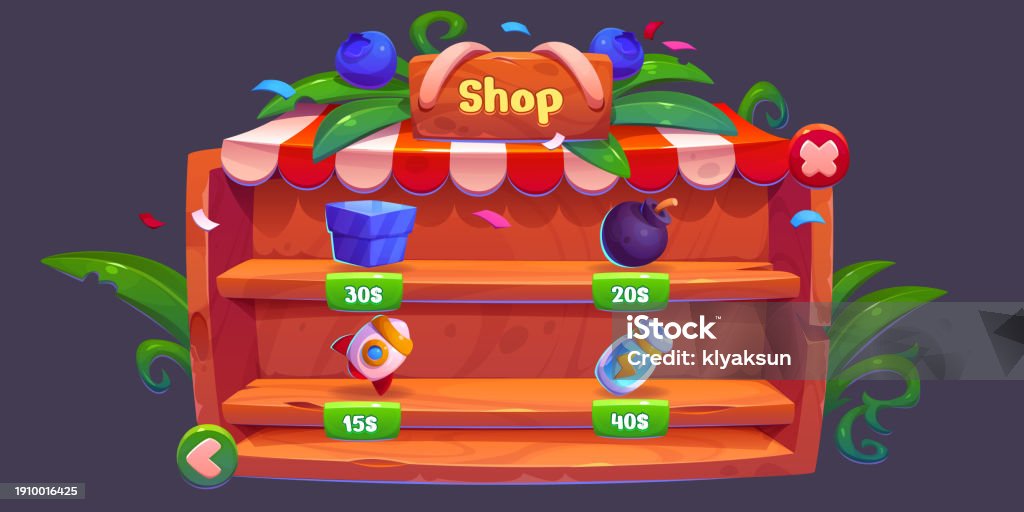 Shop Feature 2d Game Shop Interface Cartoon Vector Stock Illustration - Download Image ...