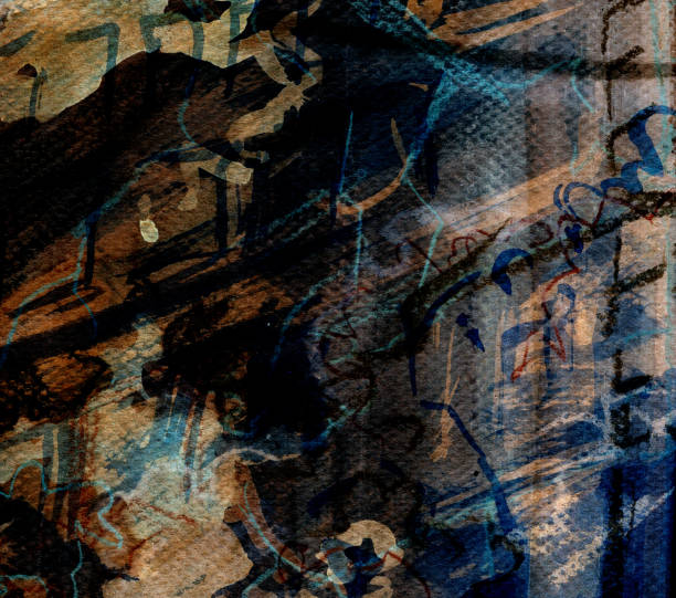 ilustraciones, imágenes clip art, dibujos animados e iconos de stock de avant-garde abstract city landscape. steampunk color expression painting for disturbing background - romantic sky audio