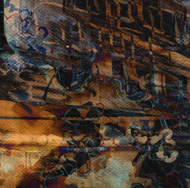 istock Avant-garde Abstract city landscape. Steampunk color expression painting for disturbing background 1910026393