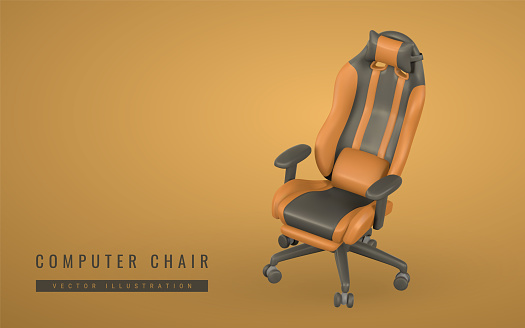 Computer Chair Animated Realistic 3d Computer Game Chair In Cartoon Style Computer Equipment ...