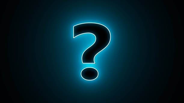 istock Question mark sign, question neon glowing mark icon on black background.  3d rendering - illustration. 1910073046
