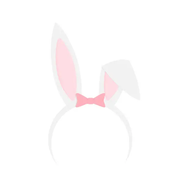Vector illustration of Headband with bunny ears and bow flat vector illustration